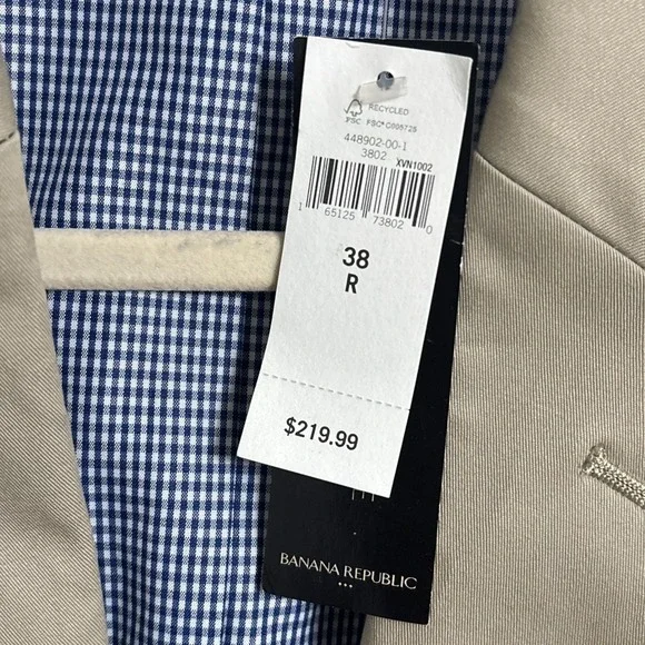 NEW Banana Republic Sport Coat 38R Standard Fit Tan Beige Cotton Stretch Casual